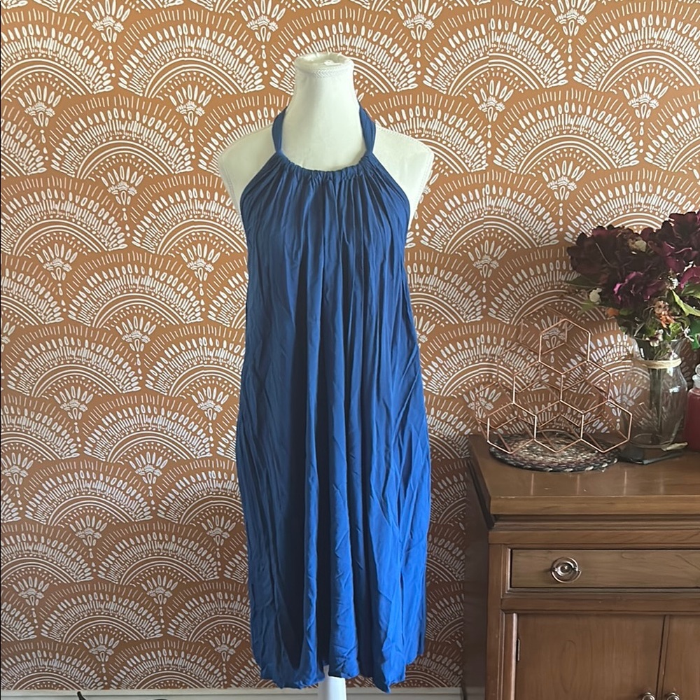 VENUS Royal Blue Halter Midi Dress